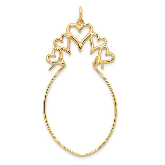 10K Yellow Gold 5 Hearts Charm Holder